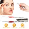LED Eyebrow Tweezer Stainless Steel Make Up Tweezer w/ LED Light Rubber Finger Pads For Eyebrow Eyelash Hair Removal