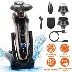 5 In 1 Electric Razor Shaver Rechargeable Cordless Head Beard Trimmer Shaver Kit IPX6 Waterproof Dry Wet Grooming Kit