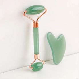 Gua Sha Jade Roller 2 Piece Facial Massage Set Anti Wrinkle Skin Sculpting Tool