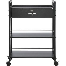 VEVOR Salon Trolley Cart 3 Tier Storage Lockable Drawer Stylist Cabinet