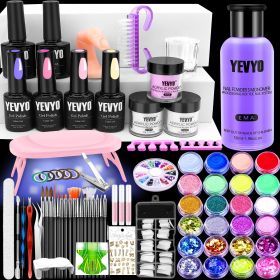 Acrylic Nail Kit with UV Light, 4 Colors Gel Polish Kit with 24 Glitter Colors Acrylic Powder Monomer Liquid