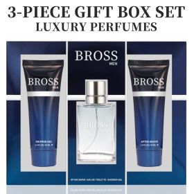 3-Piece Set, Men's Eau De Toilette Spray&ShowerGel&Aftershave Gift Box, Long Lasting Fragrance, Notes Of Lavender, Birch Flavor,  1.7.FL.OZ Perfu
