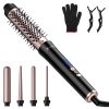 5 in 1 Curling Wand Hair Curling Iron Brush Anti-Tangle Hair Thermal Brush Curler with 4 Heating Levels 360° Rotatable Cable 5 Interchangeable Barrels