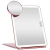 Folding Travel Makeup Mirror With 10X Magnifying Mirror 3 Color LED Lights Dimmable Brightness Rechargeable Battery Tabletop Portable Cosmetic Mirror