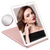 Folding Travel Makeup Mirror With 10X Magnifying Mirror 3 Color LED Lights Dimmable Brightness Rechargeable Battery Tabletop Portable Cosmetic Mirror