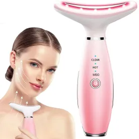 Neck & Face Massage Tool, 3-in-1 Modes, Face Sculpting Tool With Thermals and Vibration (Color: Pink)