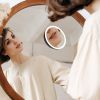 30X Magnifying Mirror With Light 3 Colors Dimmable Brightness Included Tweezer Scissor Travel Magnifying Makeup Mirror with Suction Cup 360° Adjusta