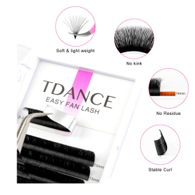 TDANCE Easy Fan Lashes Fast Bloom Faux Mink Eyelash Extension Austomatic Flowering Self-Making Volume Natural Makeup Beauty Lash (Curl, Thickness: C, 0.03mm, Color: 8mm)