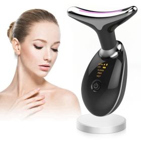 Face and Neck Massager, 3 Colors Modes, EMS Beauty Device, Helps Lift, Tighten and Reduces Wrinkles & Double Chin Areas (Color: Black)