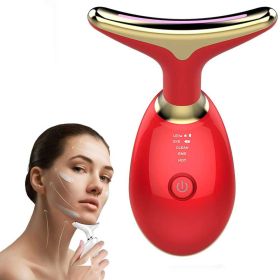 Neck Face Massager Facial Sculpting Tool with Vibration and 3 Color Modes (Color: Red)