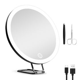 30X Magnifying Mirror With Light 3 Colors Dimmable Brightness Included Tweezer Scissor Travel Magnifying Makeup Mirror with Suction Cup 360° Adjusta (Option: MagnifyingMirrorBlack)